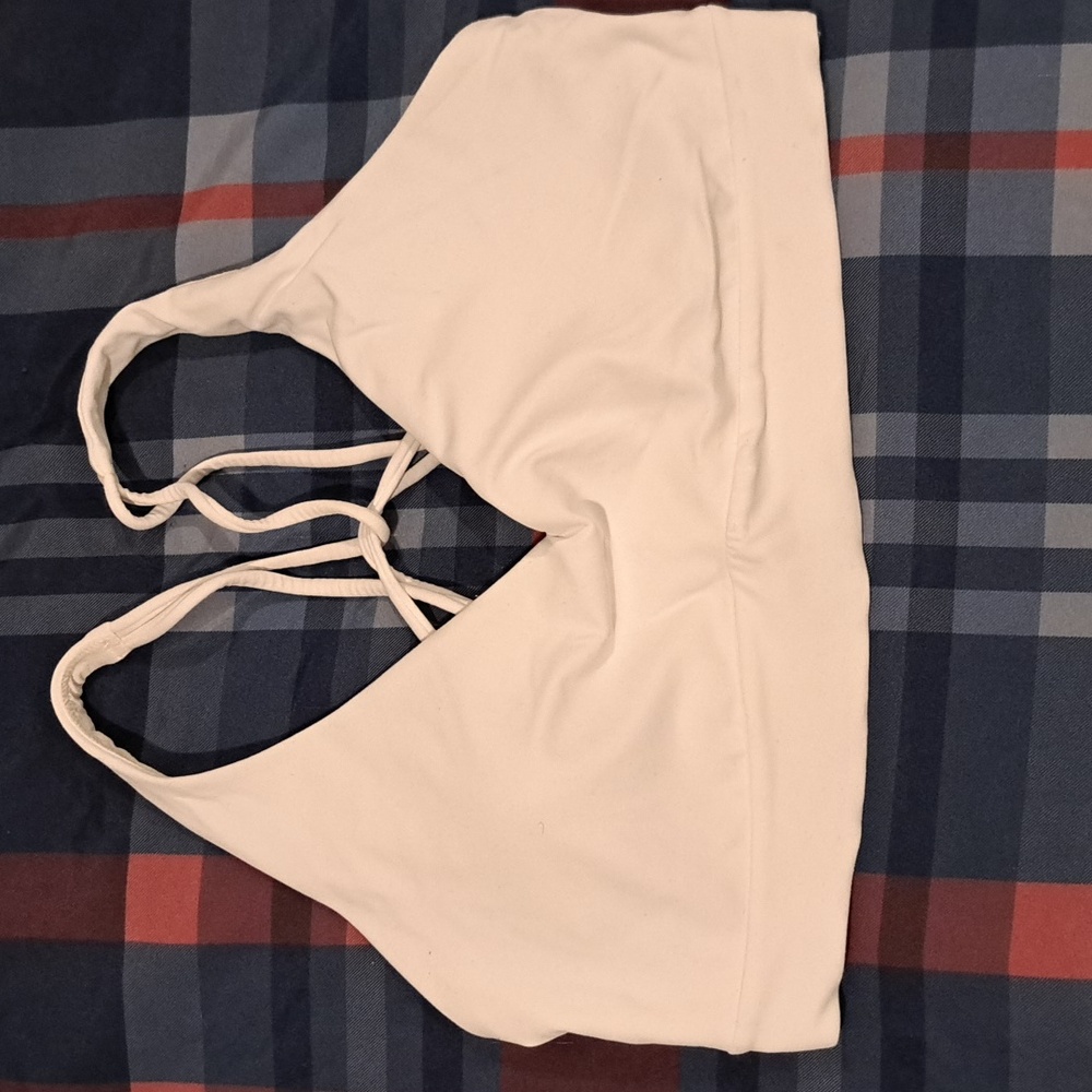 White Athletic Sports Bra with Halter Neck